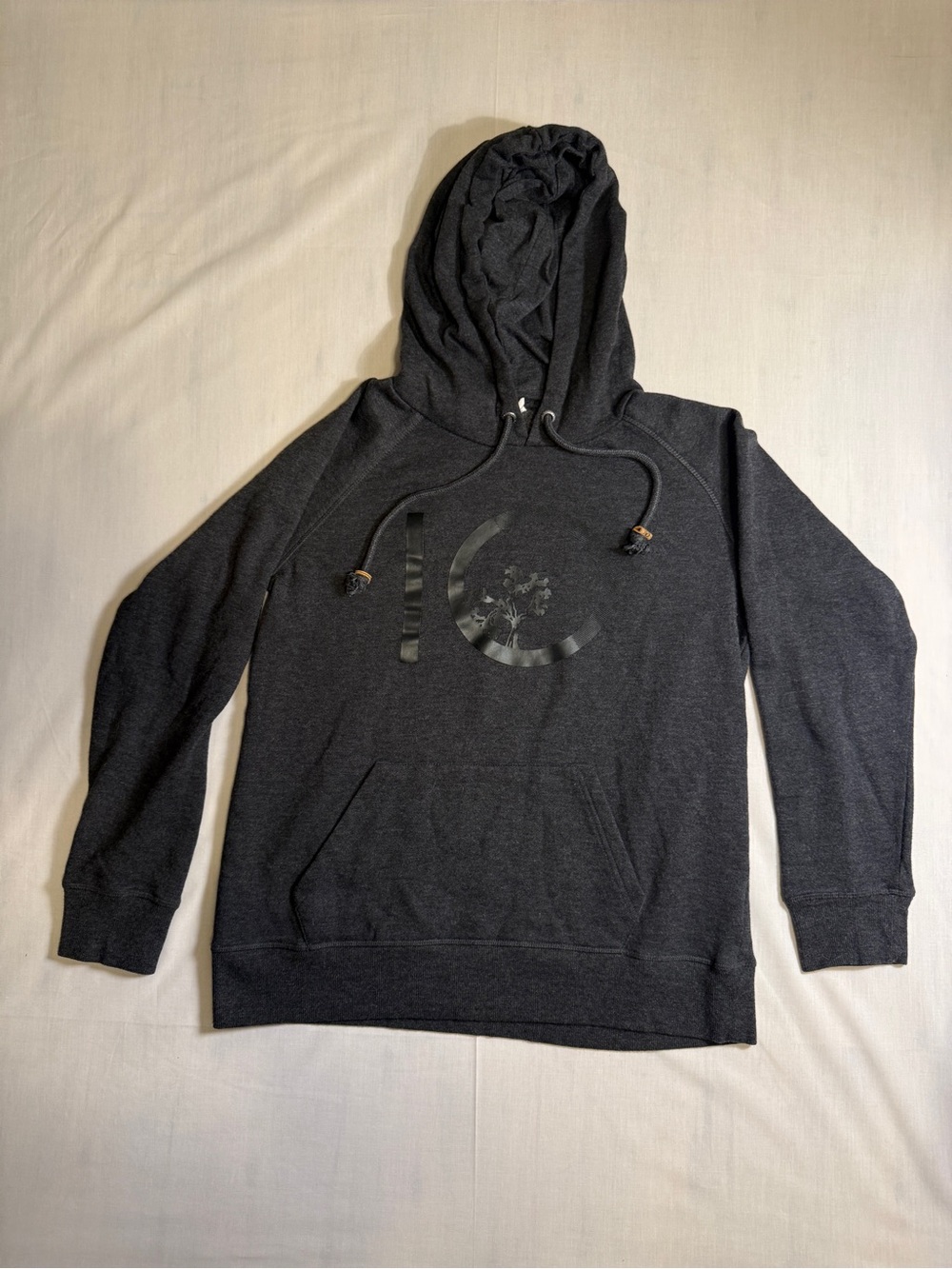 Tentree Juniper Tree Logo Raglan Hoodie Sweatshirt Mens Large Charcoal Gray